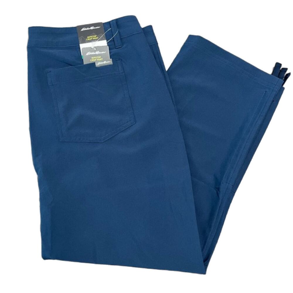 Eddie Bauer Women's Crop Pants Ripstop Blue Size 12 NWT